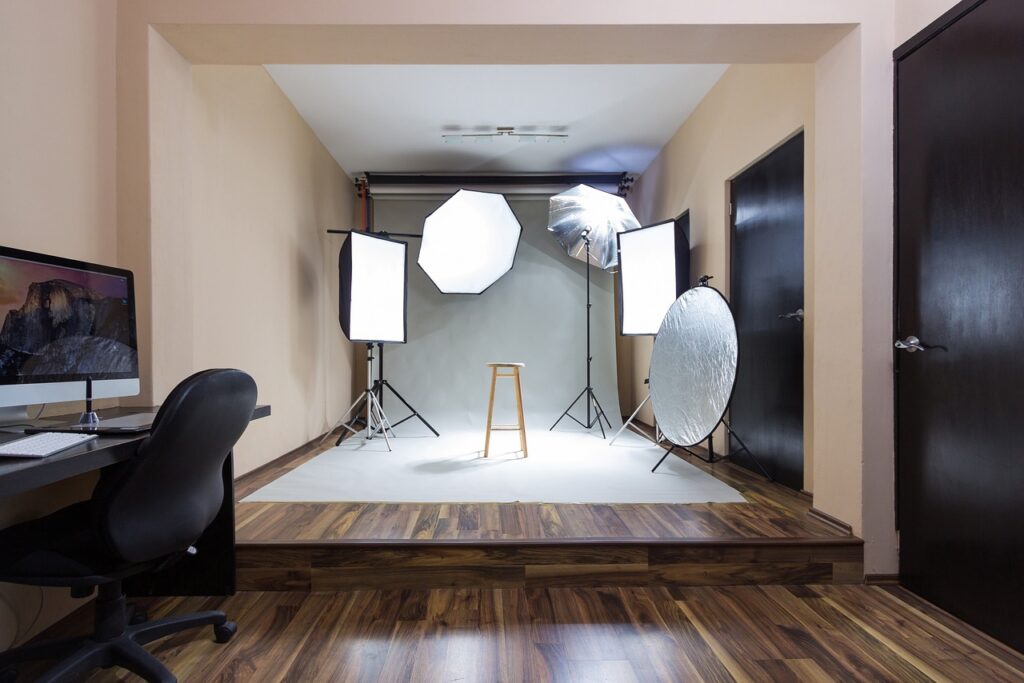 photo studio and lights